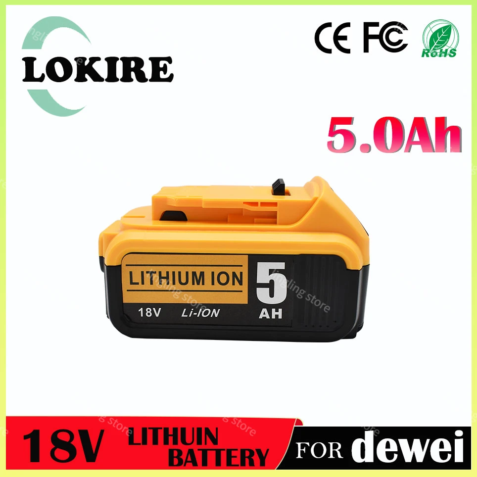 

18V 5Ah 6Ah Lithium Battery for dewei power Tools DCB184 DCB200 rechargeable electric tool set 20v 5000mah Battery