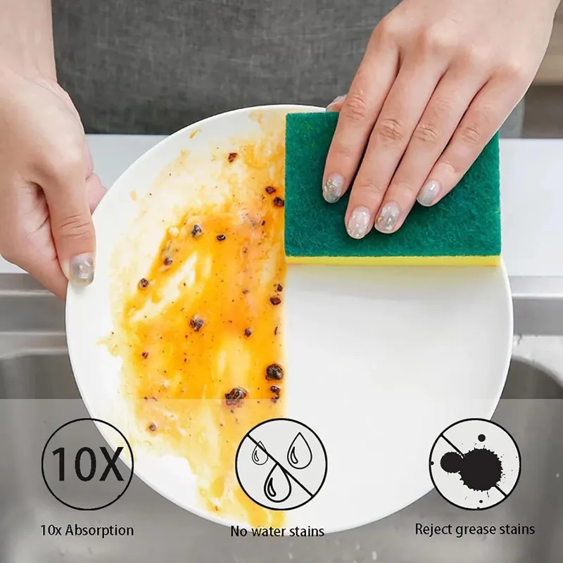 18/36pcs Cleaning Dishwashing Sponge, Double-side, Super Absorbent, Kitchen Bathroom Dish Washing Cleaning Tool Porous Sponge