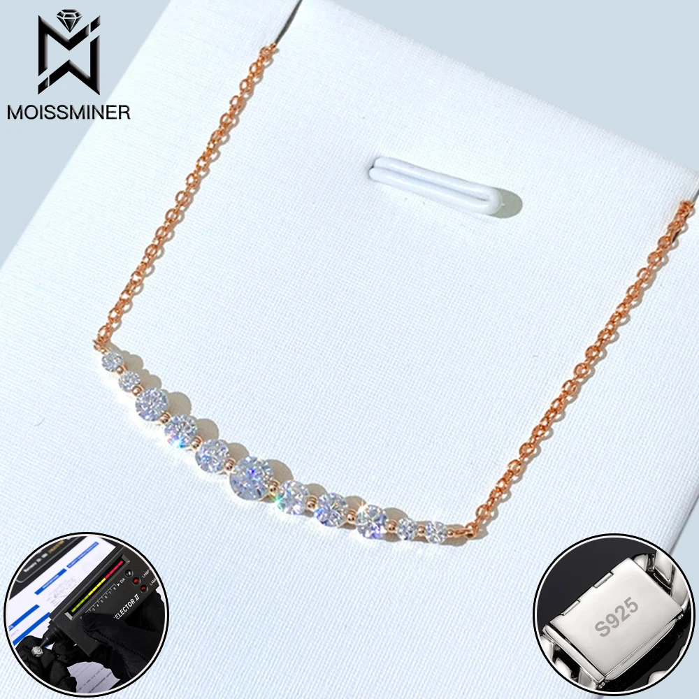 

VVS Moissanite Necklaces S925 Silver Round Diamonds Necklaces for Women Fashion Link Chain Pass Diamond Test Men Jewelry