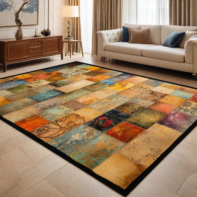 

Persian Retro Geometric Carpet Boho Decoration Non-slip Washable Large Living Room Rugs Bedroom Tables Side Easy Clean Floor Mat