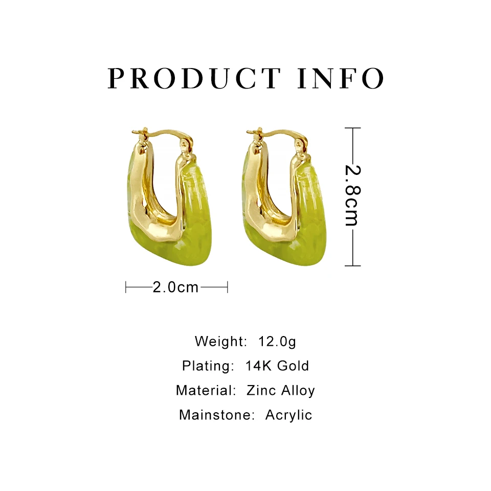 Peri\'sBox French Exaggerated Chunky Transparent Hoop Earrings For Women Multicolor Resin Acrylic Thick U Shaped Hoops Earrings
