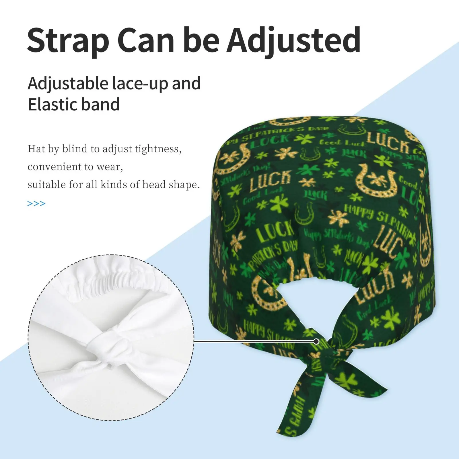 Shining St. Patrick's Day Surgical Cap Medical Cap Multi-directional Breathable Elastic Pet Operating Room Cap Surgical Cap