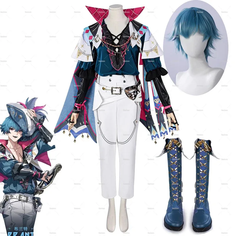 

Sucicos Cosplay Wuthering Waves Brant Cosplay Costume Wig Uniform Hat Mask Troupe of Fools Rinascita For Women Men Halloween