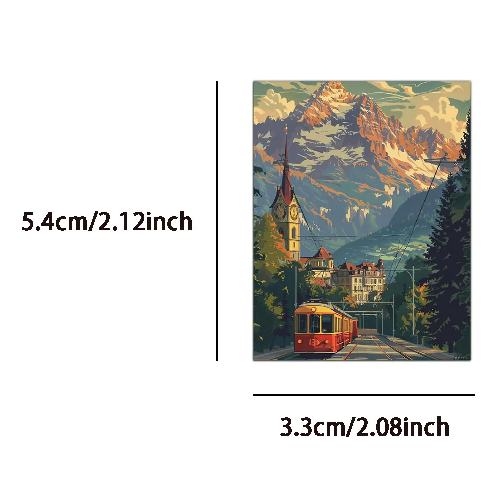 50PCS Retro Landscape Illustration Stickers Laptop Handbook Phone Case iPad Water Cup Stickers