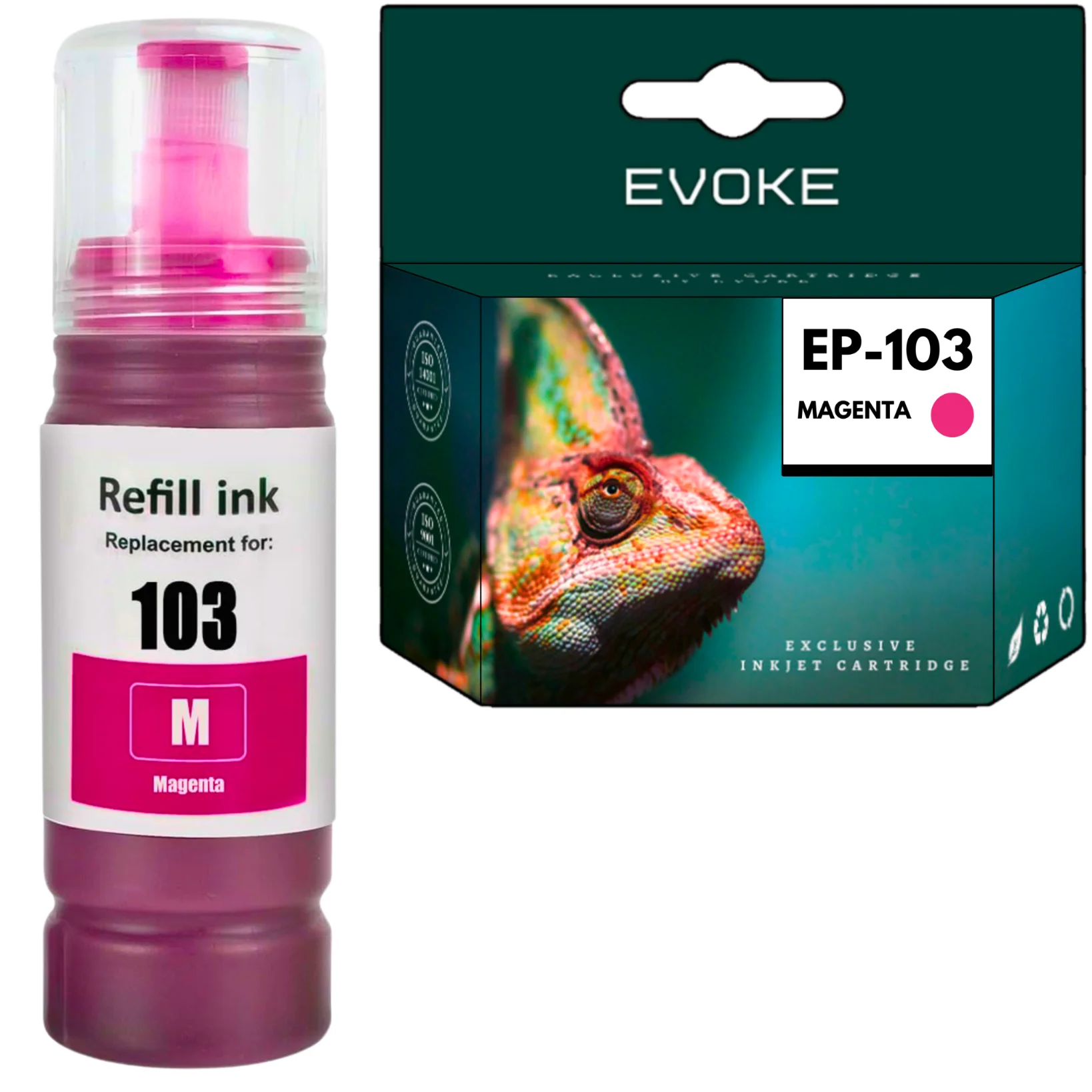 Evoke Compatibele Inkt voor Epson 103 Magenta 70 ml 7500 Pagina's Ecotank L1100 1200 1210 1250 3100 3110 3111 3116 3150 3151 3156 3160 3200 3210 3211 3250 3251 3256 3260 3266 5190 5200 5290 5296