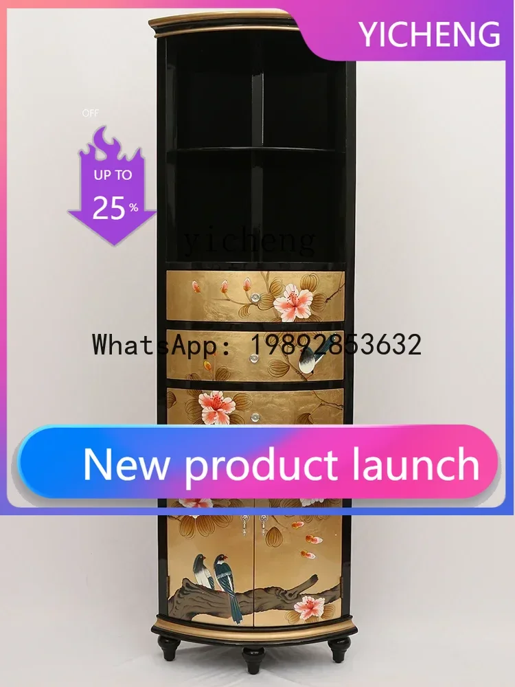 

LYY New Chinese Style Corner Triangle Corner Side Cabinet Corner Storage Rack Wine Cabinet Storage Cabinet