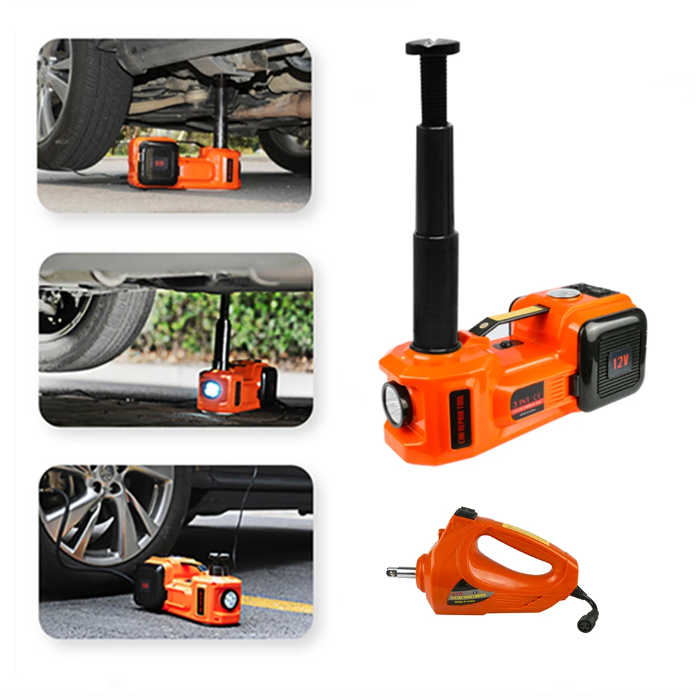 3 in 1 5ton Car Floor Jack Electric Hydraulic Car Jack 12V with Inflator Pump LED Light for Truck Tire Repair Tool QZ001