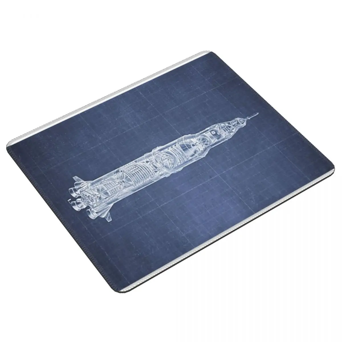 Apollo Saturn V Blueprint In High Resolution (dark Blue) Mouse Pad Computer Laptop Non-slip Keyboard Desk Mat Mousepad