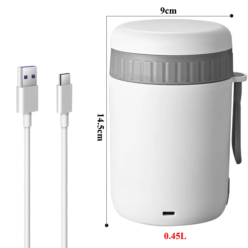 450ML USB Elektryczny podgrzewany pojemnik na lunch 5V 12V 24V Podgrzewacz do żywności Pojemnik 304 Stal nierdzewna Mleko Napój Ogrzewanie wody