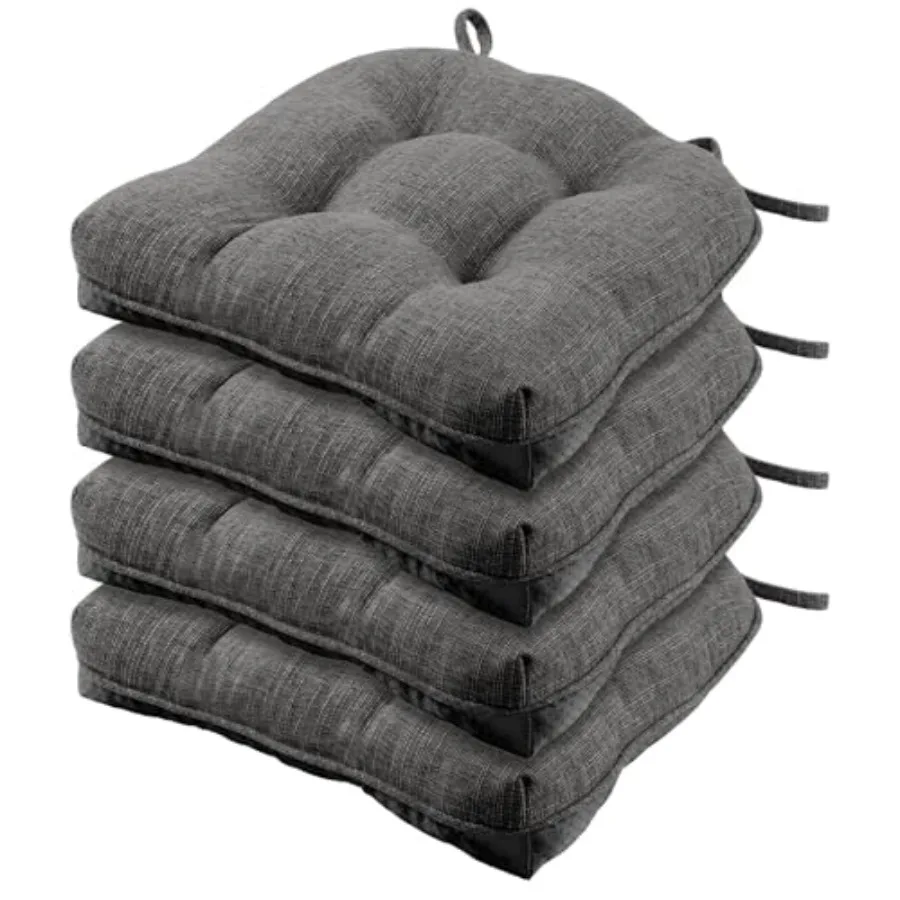 

Chair Cushions for Dining Chairs, Non-Slip Kitchen Chair Pads with Ties, Tufted Shredded Foam Kitchen Chair Cushions Set of 4,