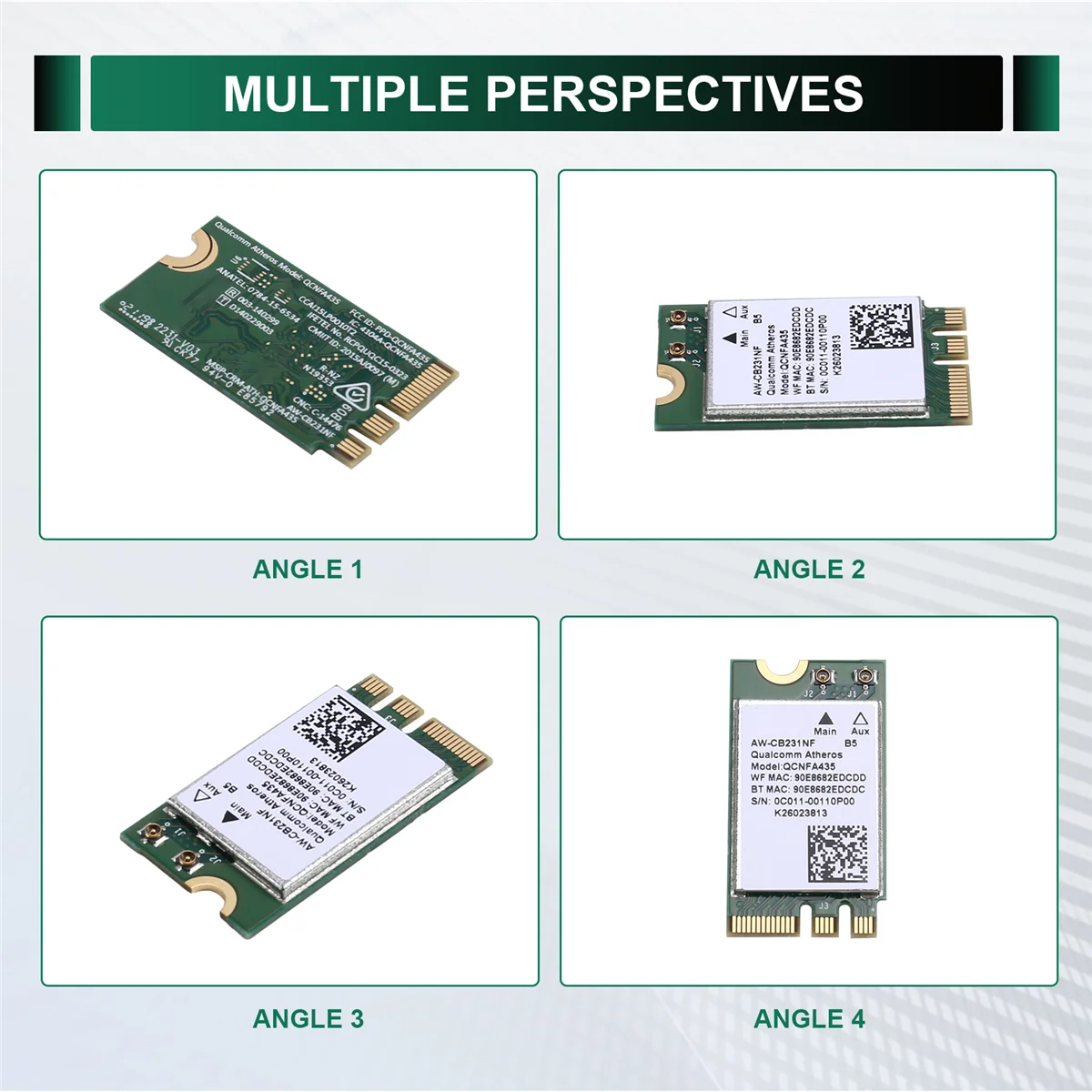 【Hot&Price】QCA9377 QCNFA435 Wireless Card Bluetooth4.1 WiFi Card 433Mbps 802.11AC 2.4G/5Ghz NGFF Network Adapter for Win 7/8/10