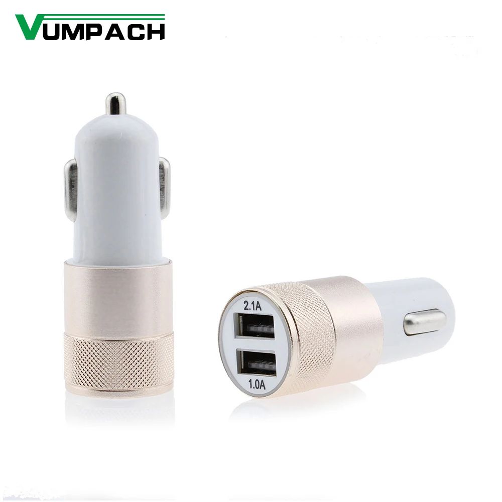 Dual USB Car-charger 2.4A Output Quick Charger Mobile Phone Travel Adapter Cigar Lighter DC 12-24V Metal Car Charger