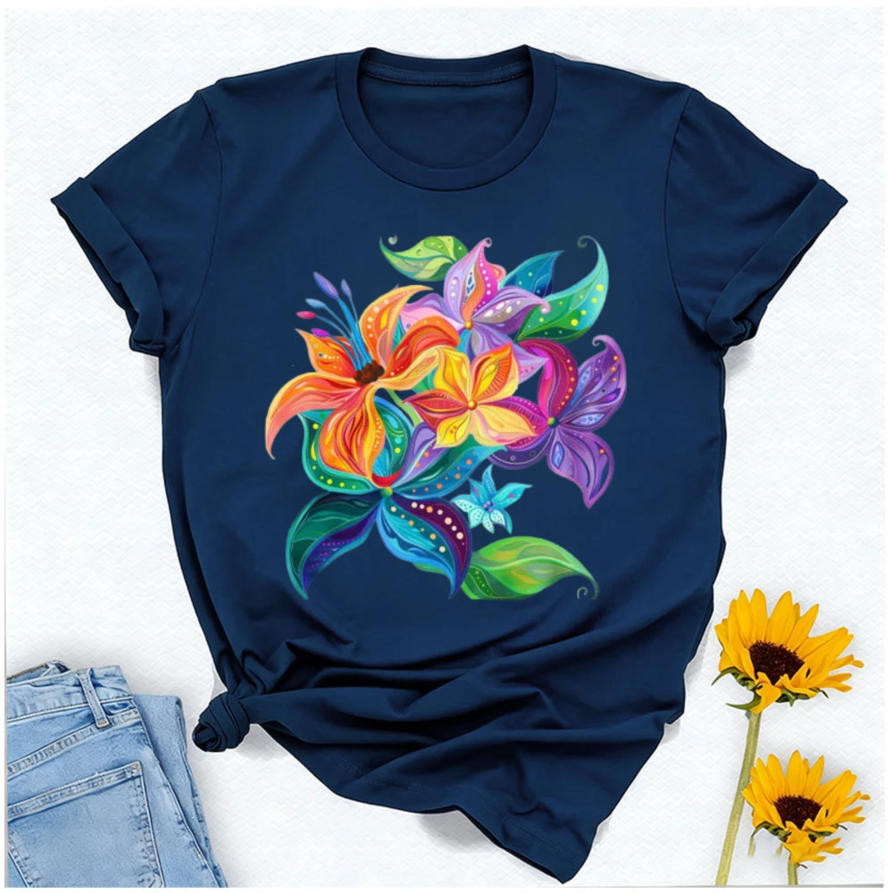 Vibrant Floral SymphonyA Whimsical Burst of T-Shirt Hand-Drawn Botanical Printand Artistic Patterns Canvas Perfect for T-Shirt