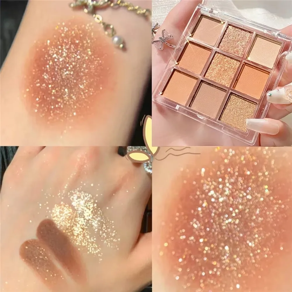 9 Color Eye Shadow Plate Waterproof Shining Eyeshadow Tray Long-lasting Cosmetics Lying Silkworm Women Eye Makeup Beauty Tools