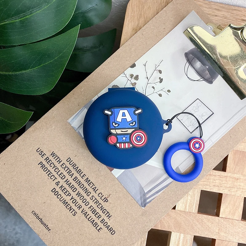 디즈니 마블 이어폰 케이스, OPPO Enco W31 용, 실리콘 무선 블루투스 이어버드, 충전 박스, 끈 포함 보호 커버