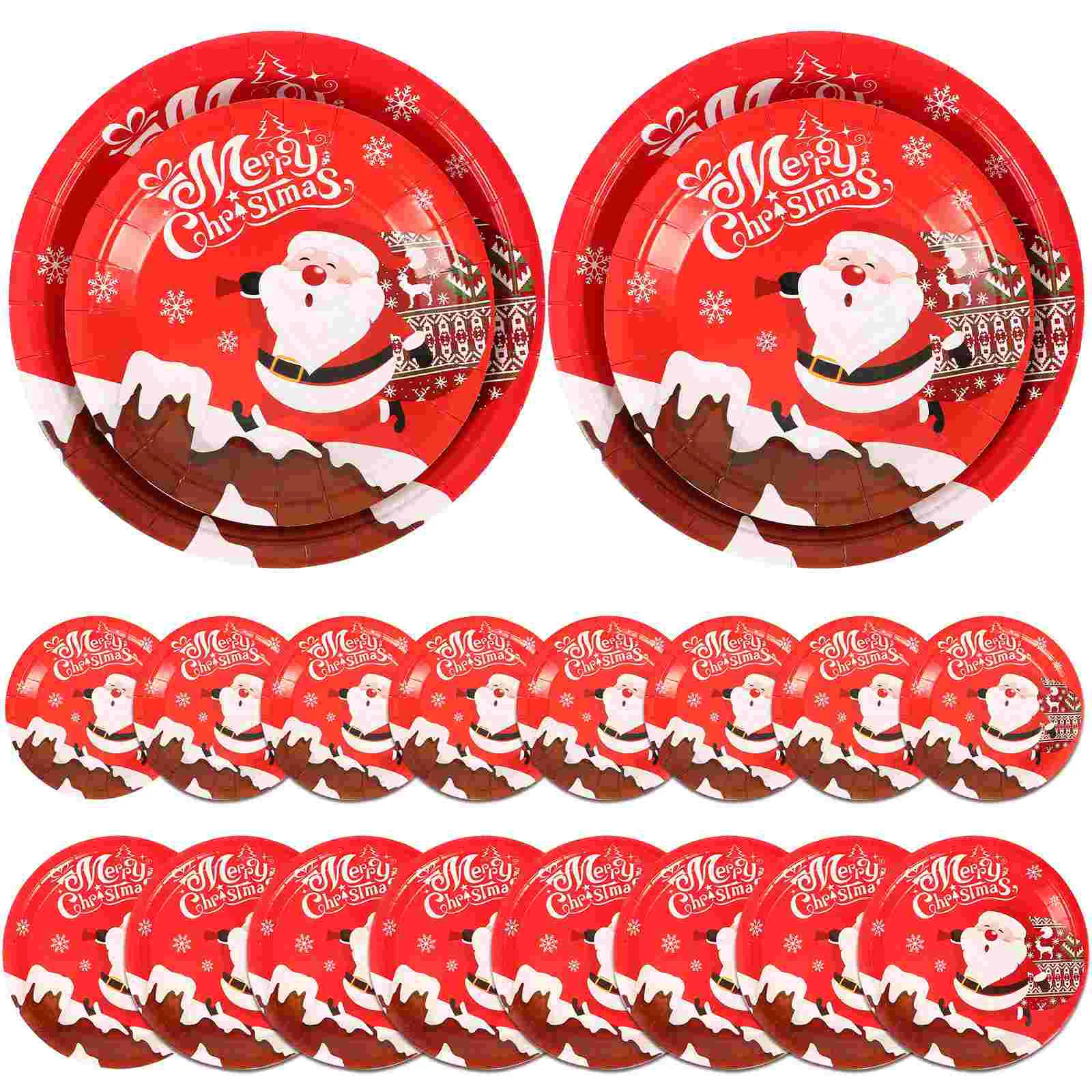 20 Pcs Christmas Party Plate Set Red Black Gold Belt Square Paper Cup 32pcs Household Dinner Convenient Food Plates Style Fruit