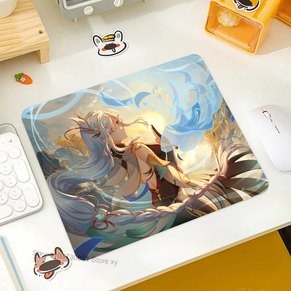 

Shenhe Genshin Impact Mousepad RGB Small Size Gaming Mouse Pad With LED Light Desk Mat Super Smooth Non-slip Rubber