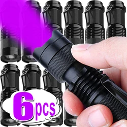 6/1pcs UV Flashlight LED Ultraviolet Torch Zoomable Battery Powered Ultra Violet Flashlights for Pet Urine Stains Agent Detector