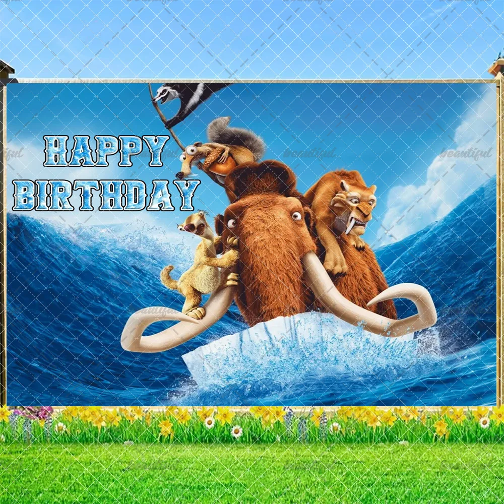 خلفية ديزني لعصر الجليد للأطفال لتزيين حفلات أعياد الميلاد وعصر الجليد 2 للأطفال هدية لافتة لوازم استحمام الطفل