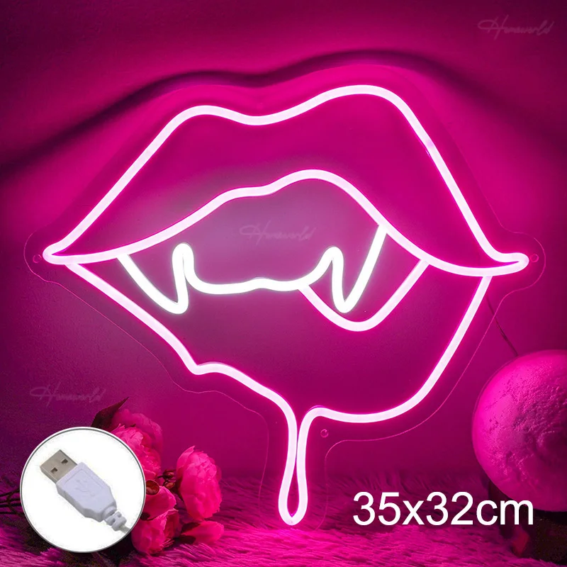 Sexy Mouth Lips Neon Sign Light LED Big Tongue Modeling Lamp Decor Room Shop Wall Party Wedding Christmas Festival Gift