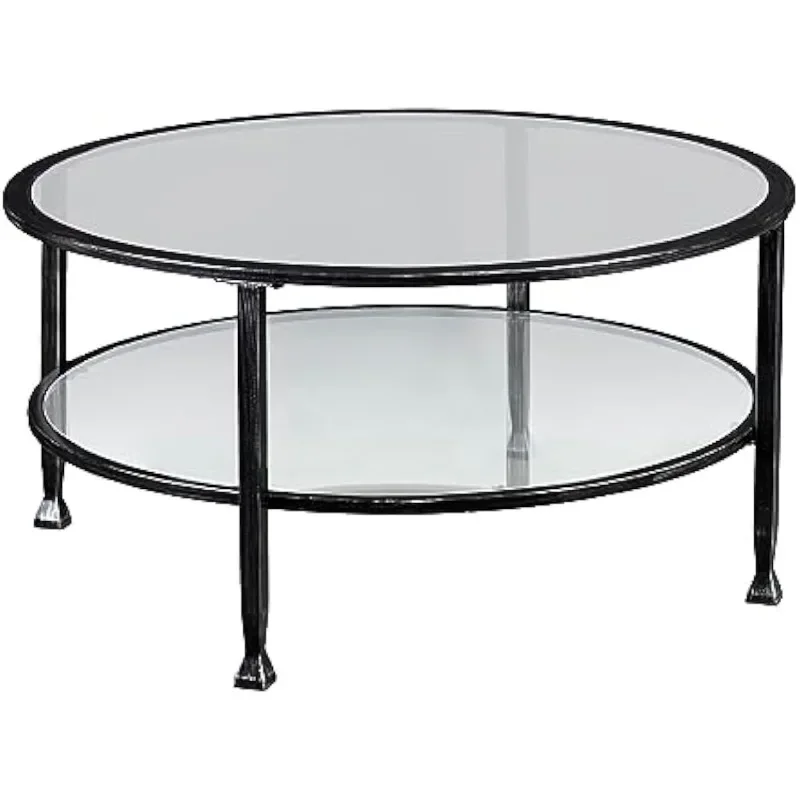 

Furniture HotSpot Jaymes Metal/Glass Round Cocktail Table，Shatter Resistant Tempered Glass and Durable Metal Construction