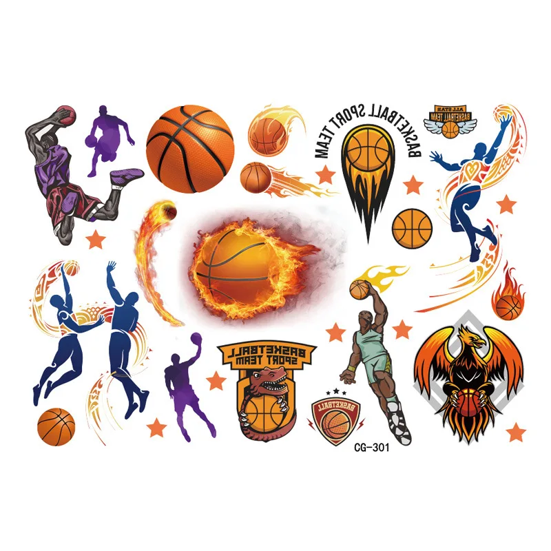 1Pcs New Football Soccer Fan Fake Tattoo Sticker Temporary Basketball Tattoo Sticker Sleeves Waterproof For Man Gift