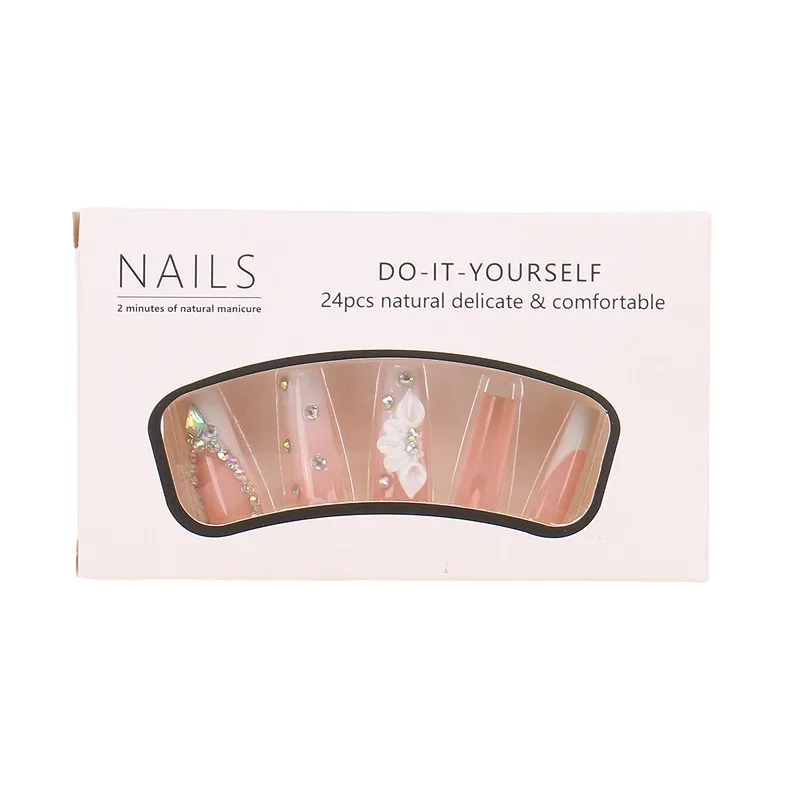 

Европа и США носят 24 шт., длинные нашивки для дизайна ногтей, любовные стразы, цветок для ногтей