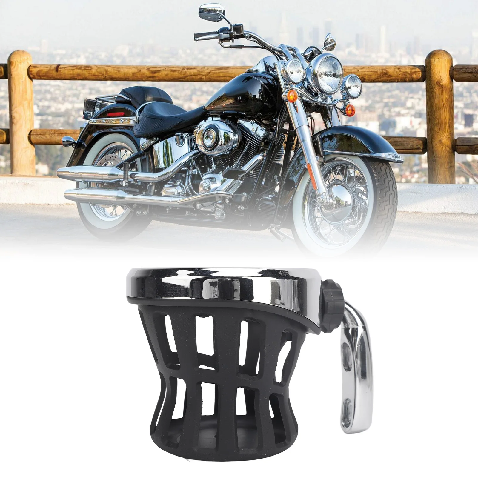

Motorcycle Drink Holder Chrome Plated Universal Handlebar Mount Cup Holder for Goldwing GL 1800 F6B GL1500 Silver Frame