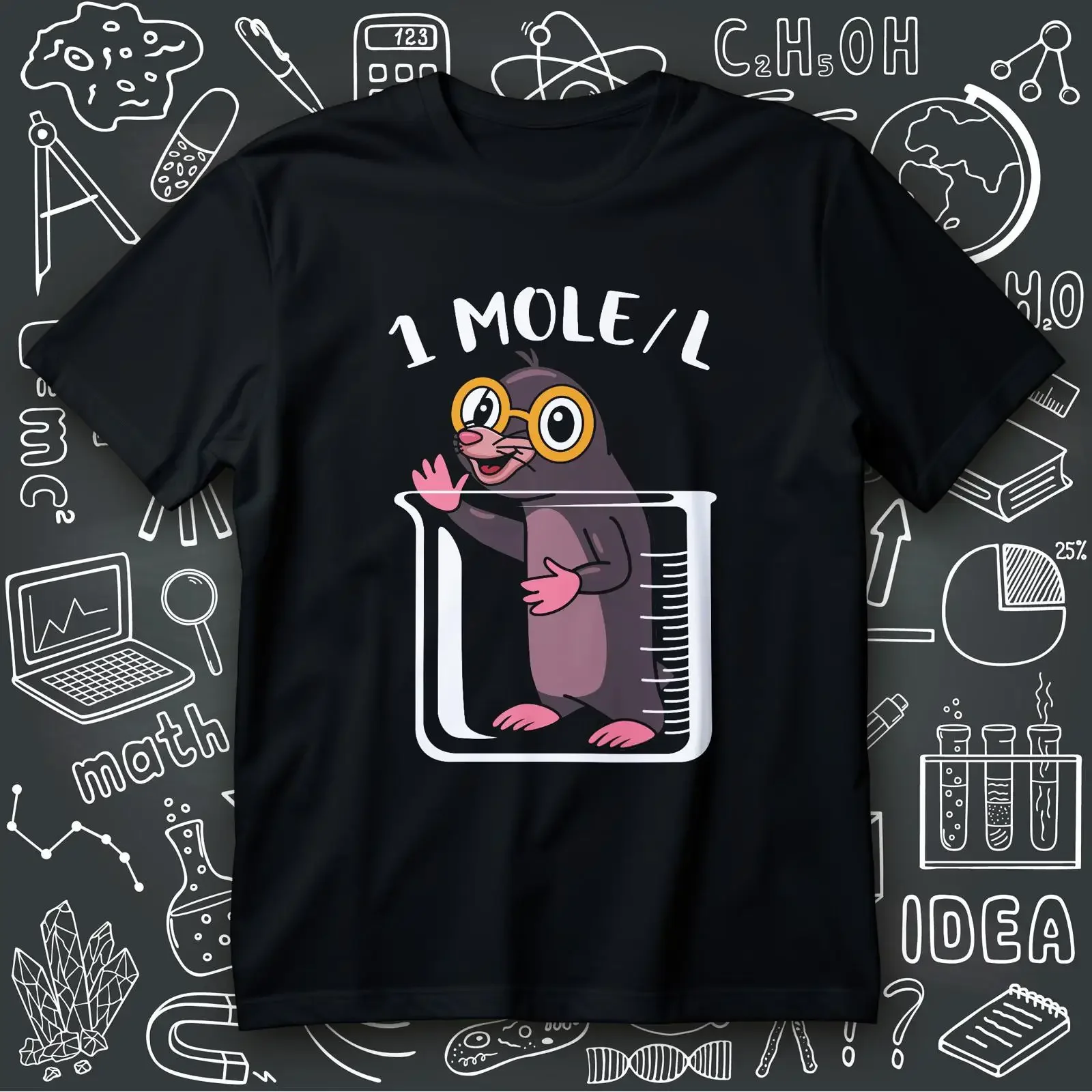 1 MOLE L T Shirt Funny Chemistry Pun Cute in Beaker Science Nerd Chem Teacher Lab Humor vintage Washed graphic streetwear