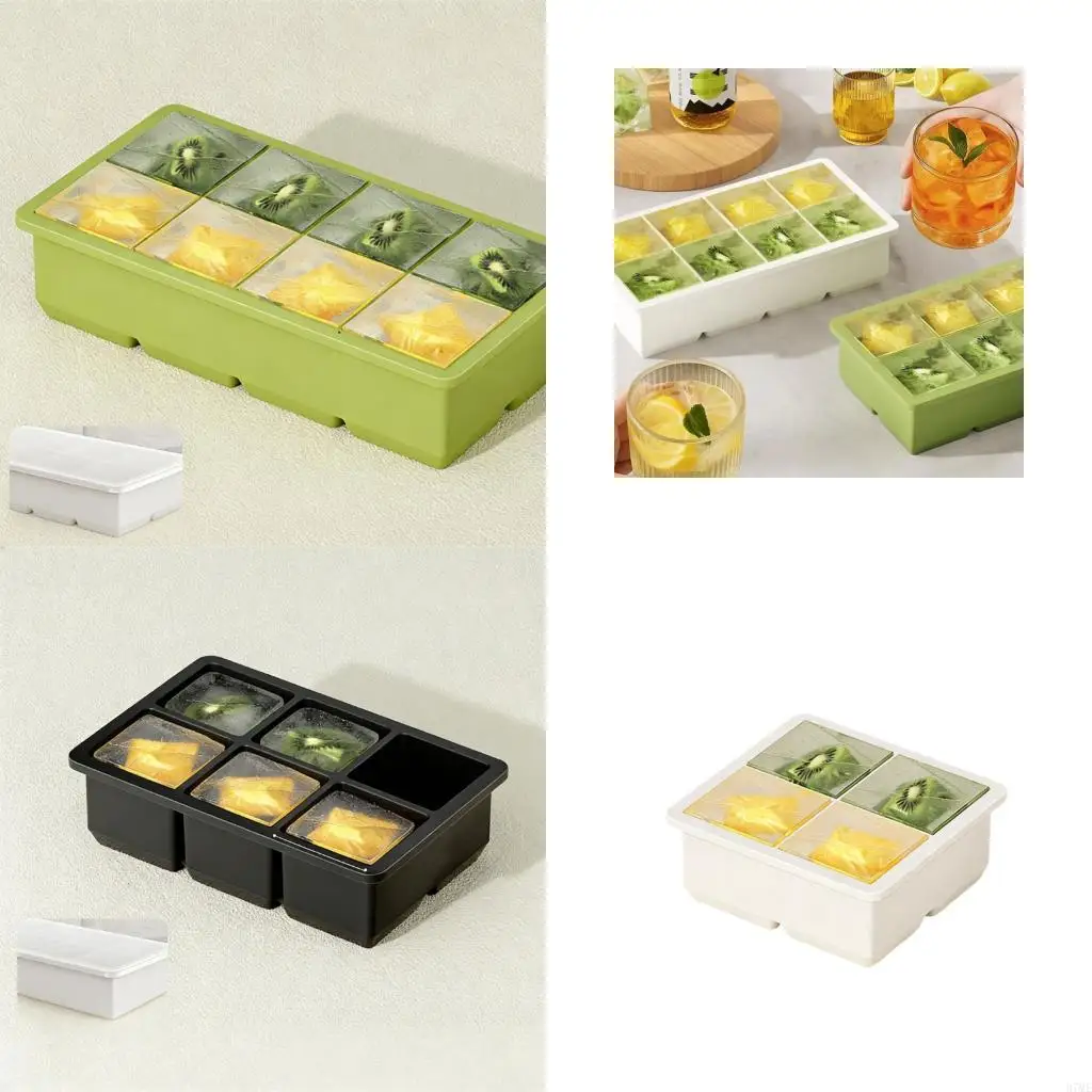 37ME Flexible Large Ice Cubes Molds Easy Releases Nontoxic Silicone For Cocktails