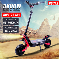 Sunnigoo X7 3600W Dual Motor Adult Electric Scooter 48v 21ah Top Speed 65-70km/h 10 inch off-road tyres Range 60km Escooter