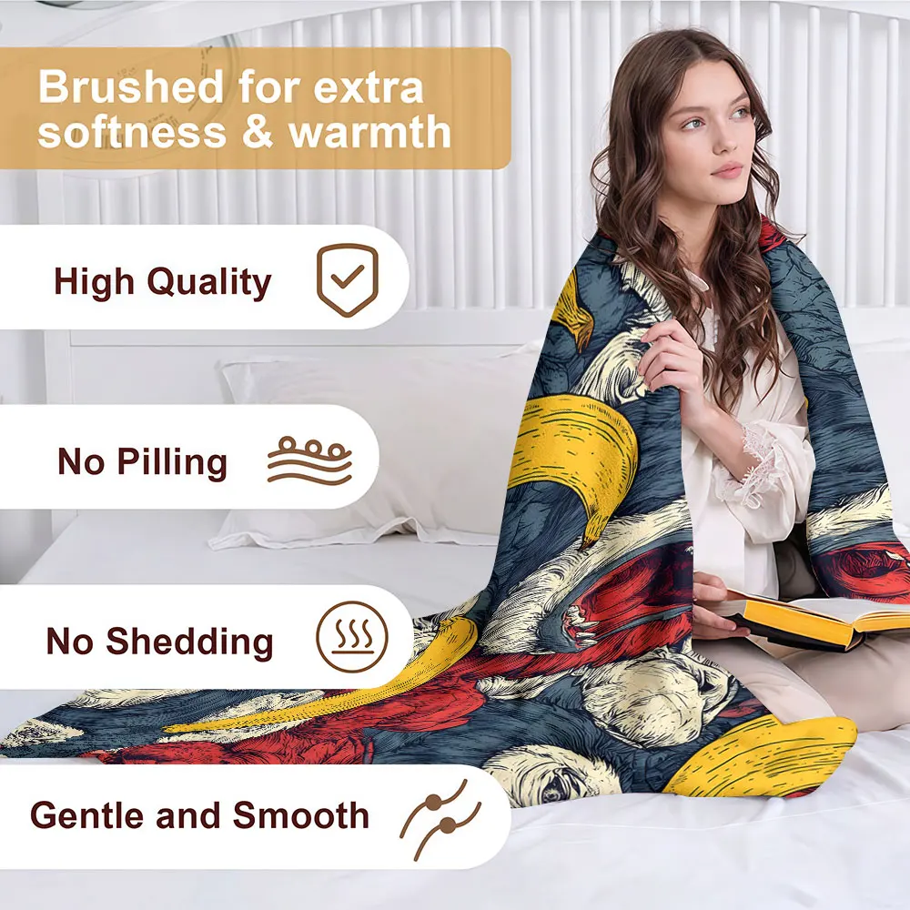 Gorilla Banana Pattern Soft Warm Flannel Blanket Lightweight Cozy Christmas Halloween Home Decor Room