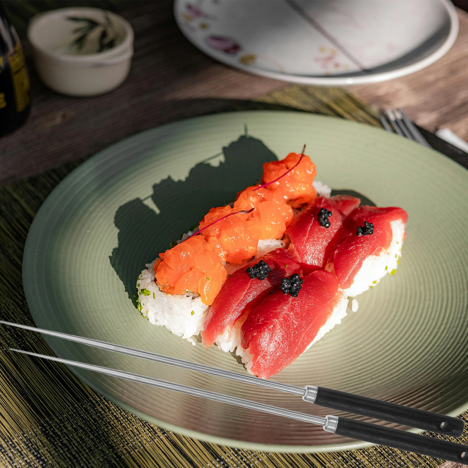 

1 Pair Stainless Steel Chopsticks Japanese Style Sushi Eating Anti-Slip Reusable Dishwasher Safe Lightweight Kitchen