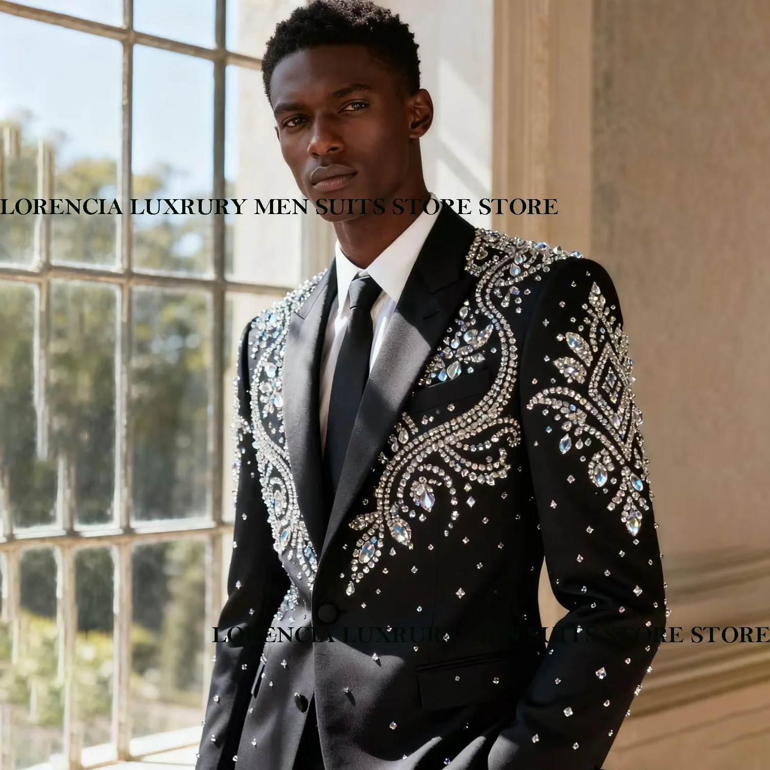 

Африканское длинное пальто, мужские костюмы, блестящие смокинги для жениха со стразами и кристаллами, индивидуальный мужской пиджак для выпускного вечера, комплекты из 2 предметов, Ropa Hombr