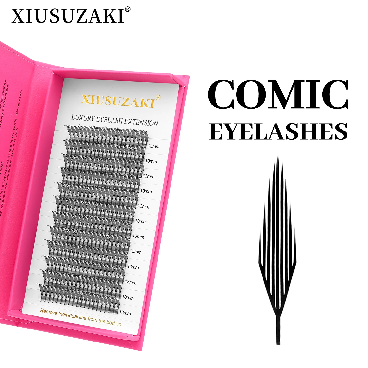 XIUSUZAKI Comic Spire Eyelashes Automatic Flowering Premade Fans Eyelashes Extensions Individual Volume False Lashes Cosplay