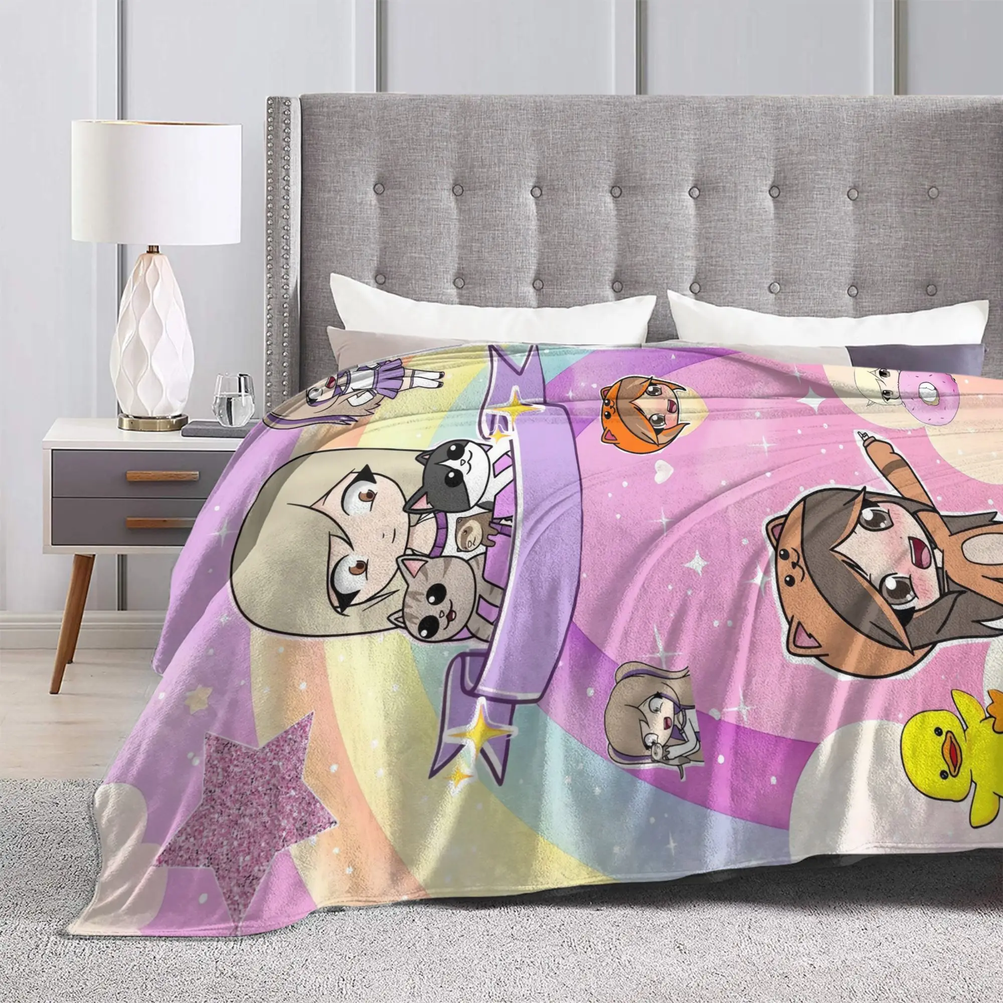 Dreamy Pastel Cartoon Lyna Vallejos Blankets  Super Soft Plush Bedding Throws For Child Outdoor Flannel Bedspread Bed Cover