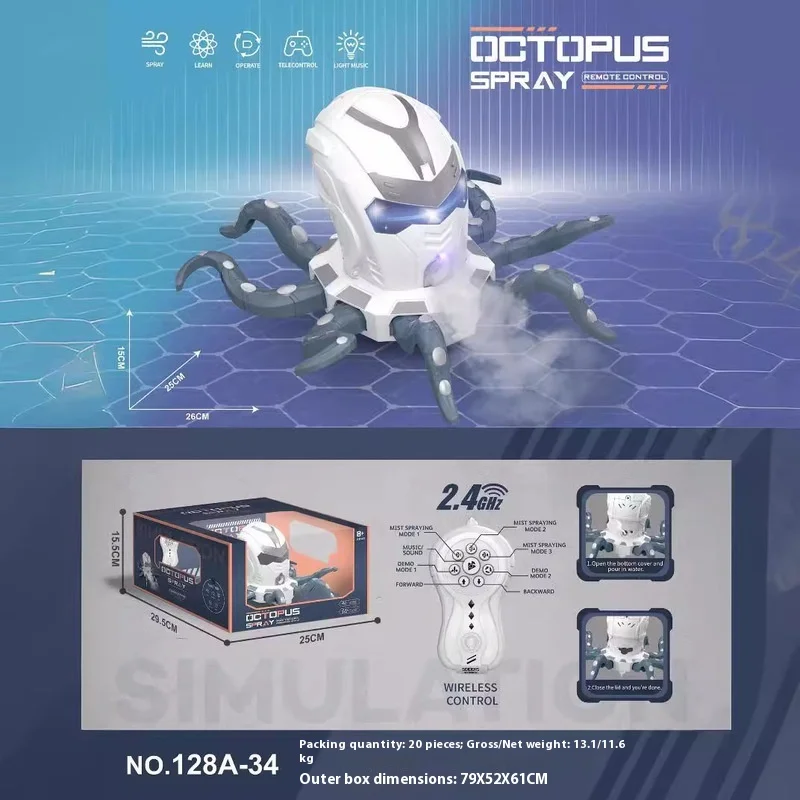Robot araignée télécommandé RC, jouets araignée avec Spray/lumière/Musique, cadeaux pour garçons de 6 à 12 ans, jouets d'halloween et de pâques pour enfants