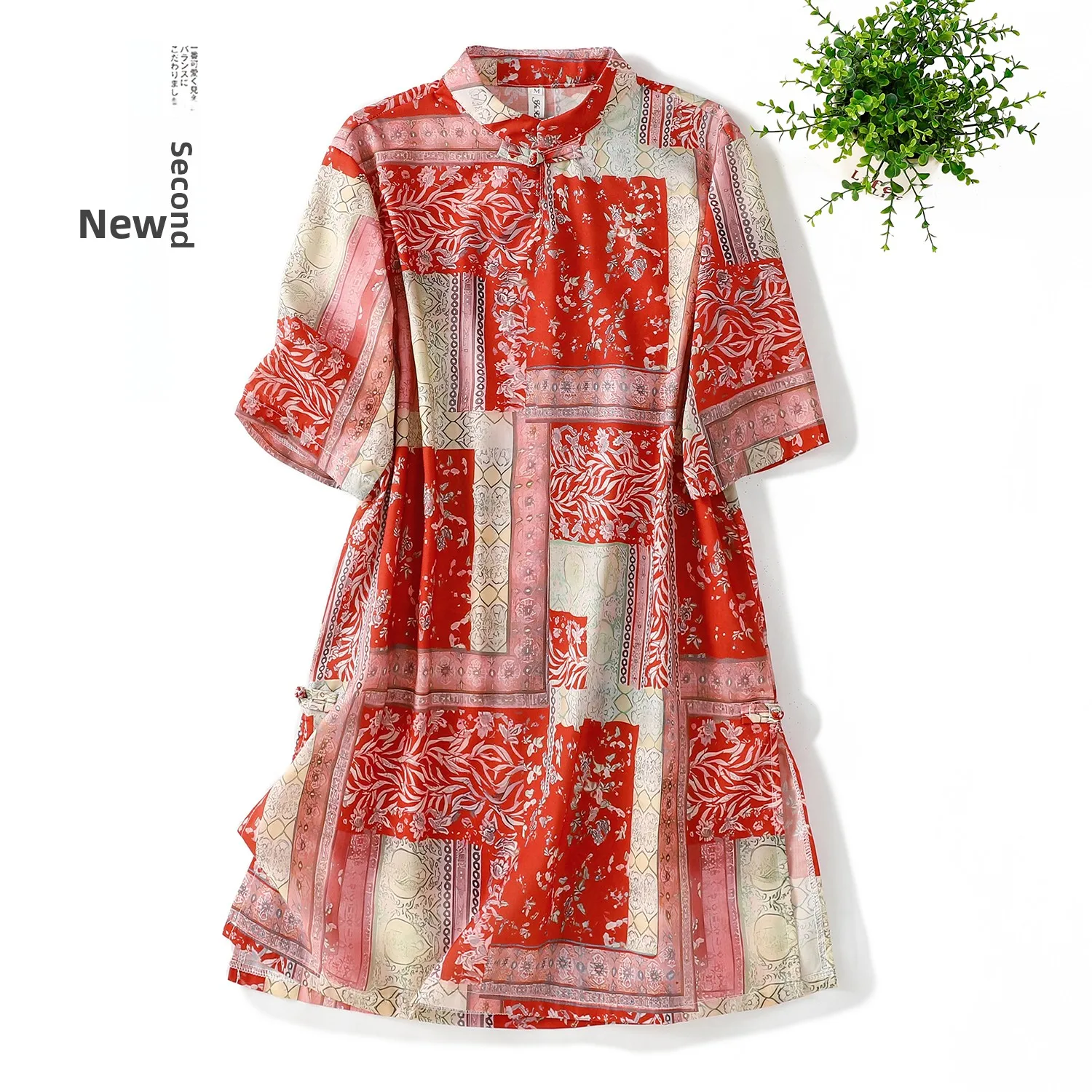 

Korean Style plus Size Women's Cotton Linen Lightweight Mid-Length T-Shirt Spring Summer New Arrival Base Shirt Floral Pattern