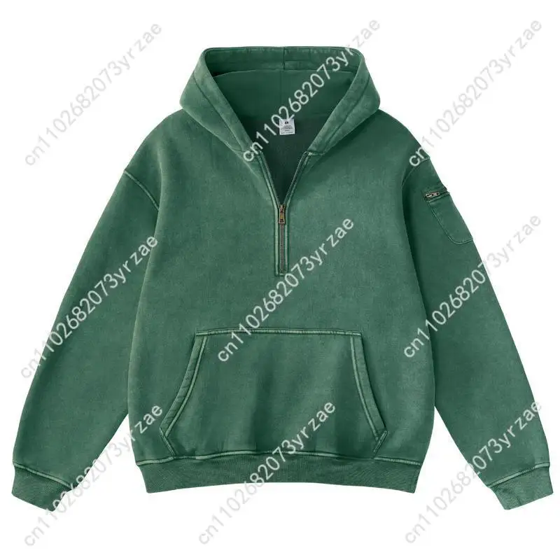 

Retro Wash Hoodie Super Soft Sweatshirt Mens Womens Half zipper Hoodie Fashion Comfortable Breathable Couples Vintage tops