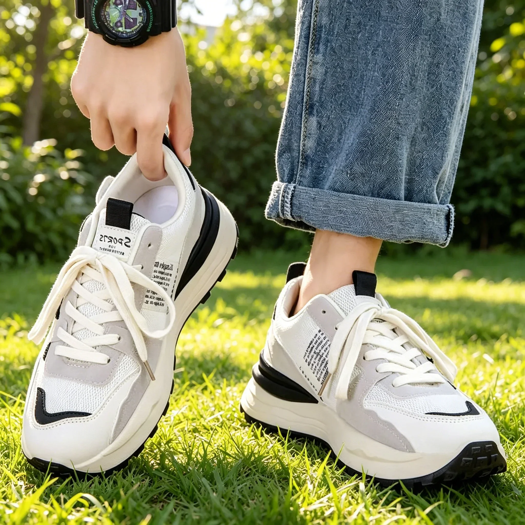 New Men's Sneakers Thick Sole Comfortable Casual Shoes Lightweight Breathable Fashion Running Shoes Luxury Male Tenis Masculino