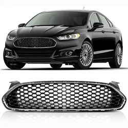 2013 2014 2015 2016 For Ford Fusion Honeycomb Racing Grills Gloss Black Front Bumper Grille Mesh Replace Car Accessories
