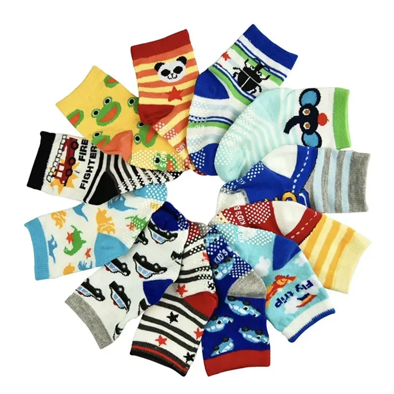 12Pairs/Lot Baby Boys Girls Sock Child Non-slip Kids Suit For 1-5 Years