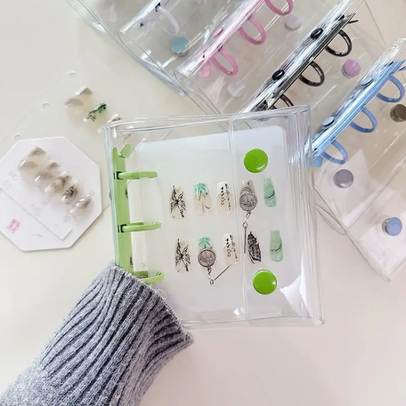 

Ins Style Mini Wearable Nail Art Loose-leaf Storage Transparent PVC Nail Art Collection Booklet Frosted Baffle Sample Color Card