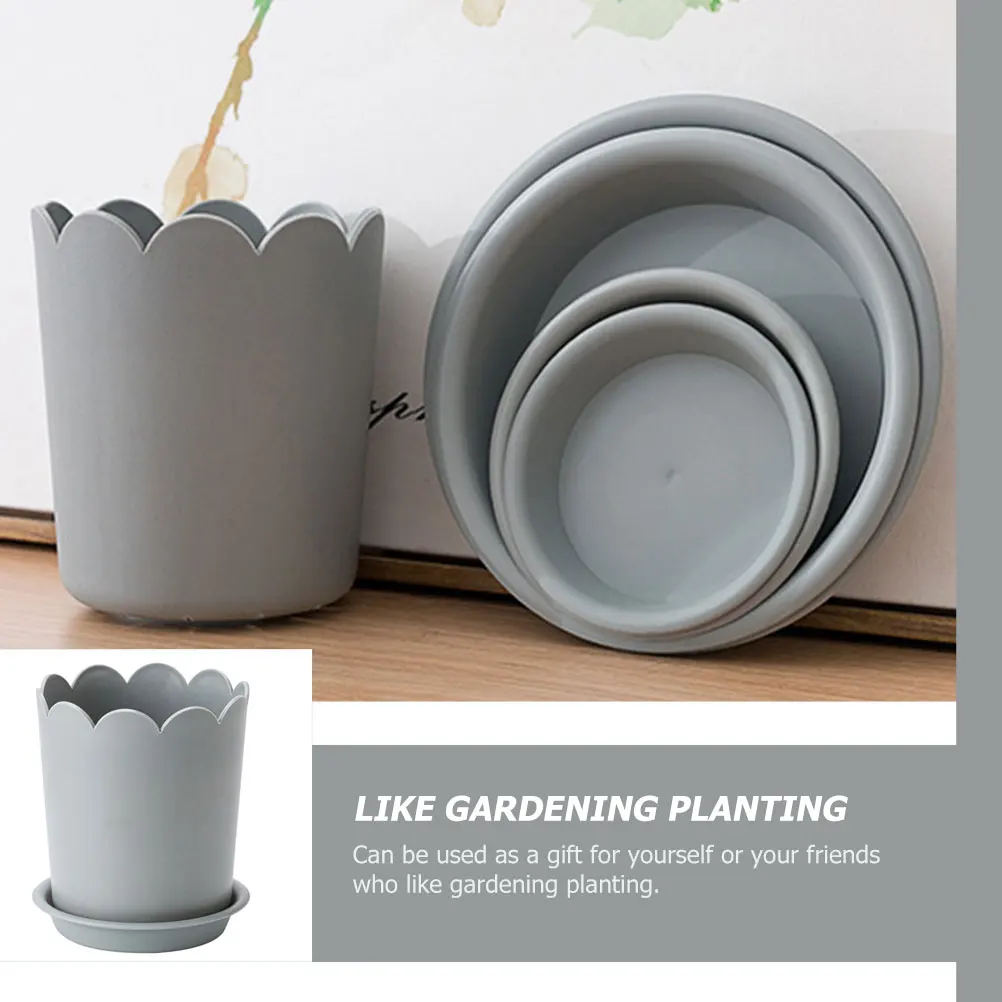 

Thickened Flower Pot 10 Sets Sturdy Nursery Plants Succulent Plastic Planter Drainage Gardening Pots Tray Breathable Stackable