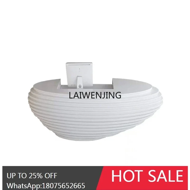 

beauty salon reception desk curved art bar welcome dance studio white paint customization