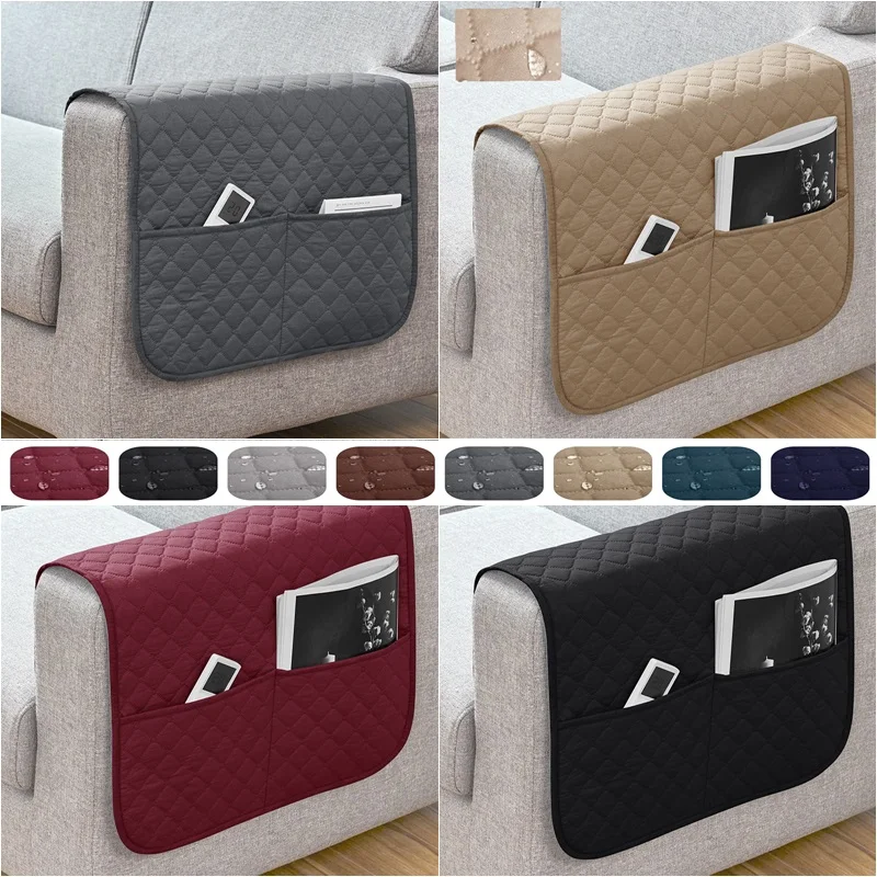 1PC Sofa Armrest Covers with Storage Bag Removable Couch Chair Arm Slipcover Anti-dirty Armchair Protector for Living Room Home