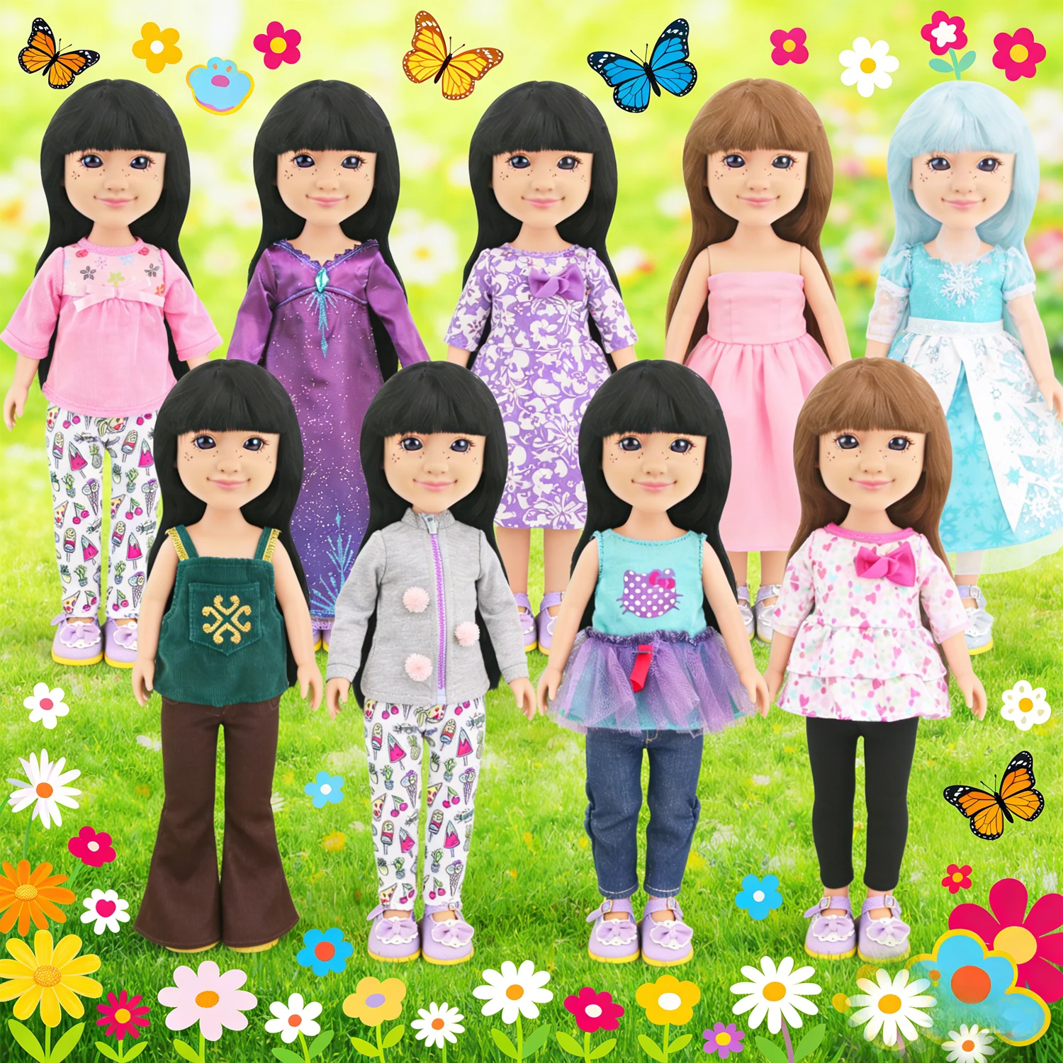 

My Sweet Doll Squad 14-inch American Dolls Perfect For Imaginative Play & Gifting Cute 35cm Baby Girl Dolls Trendy Outfits Toy