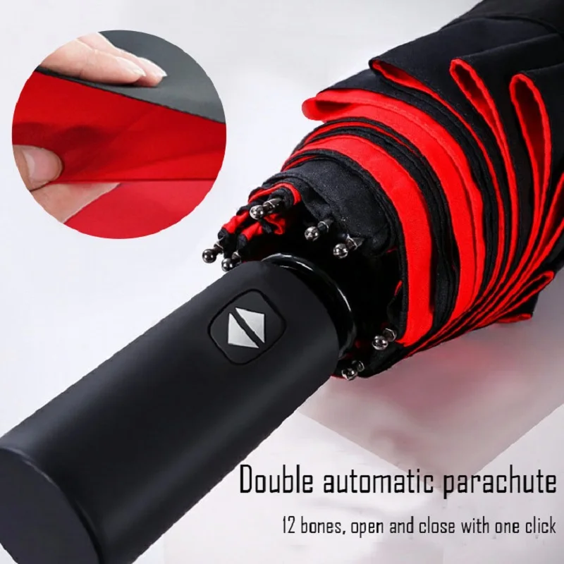 Automatic Clear UMBRELLA, 3 Fold Increase, Windproof, Sun Protection, Water Repellent, Commercial Advertising Gift, 12 Bones