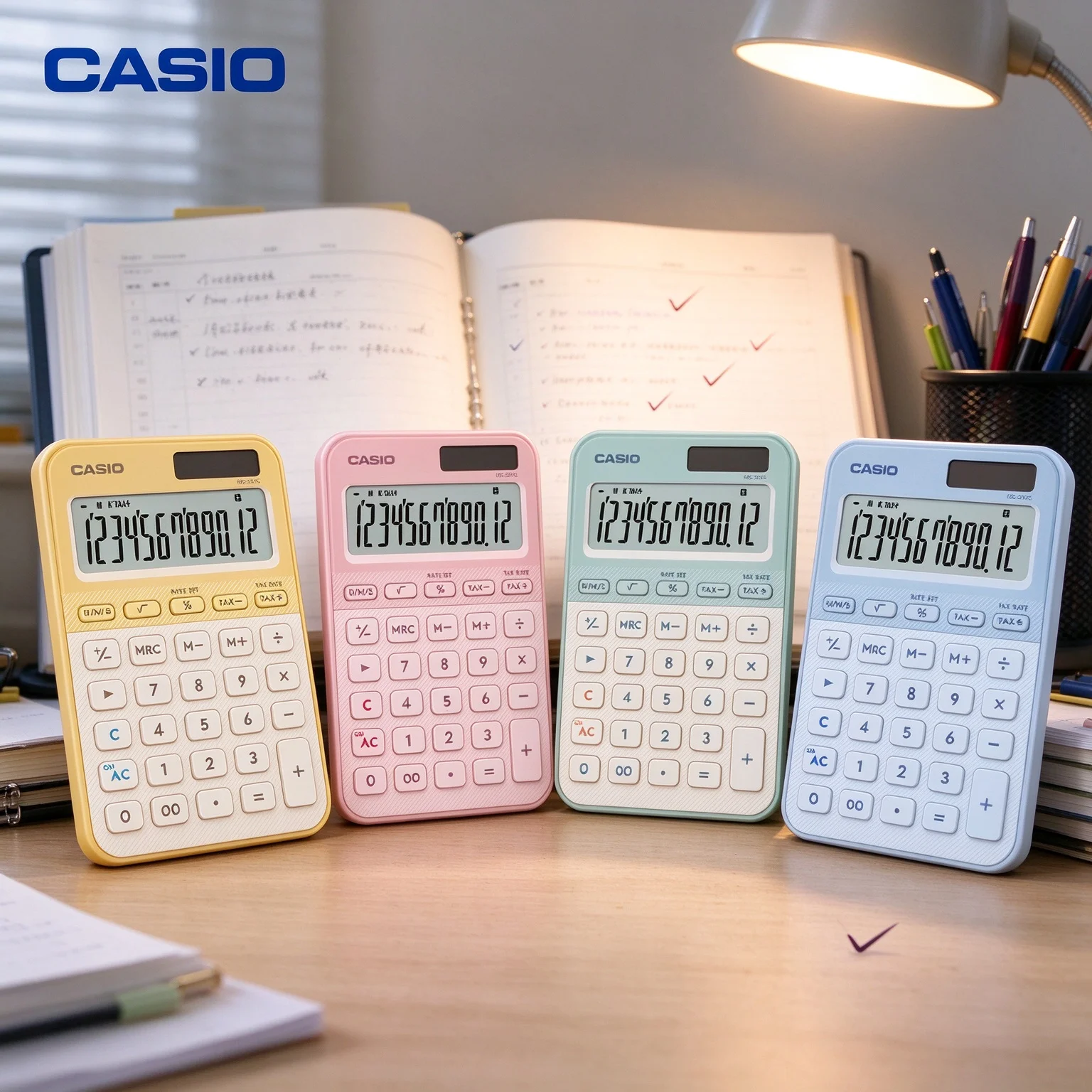 Casio MS20YC Boutique Calculator Visible Display Panel Easy Wipe Surface For Small Shop Order Calculation SL310YC/GY120/DY120