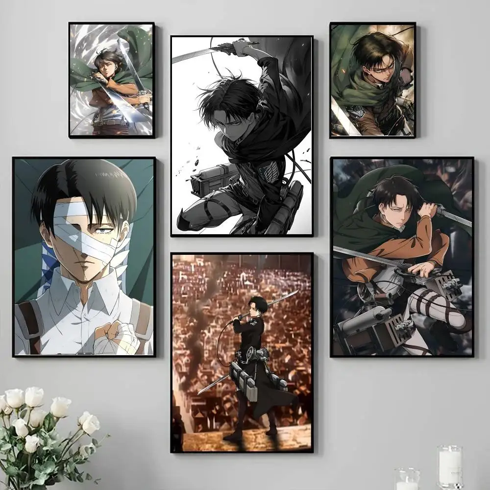 Anime A-Attack On Titan Levi Ackerman Manga Poster Self-adhesive Art Waterproof Paper Sticker Coffee House Bar Room Wall Decor